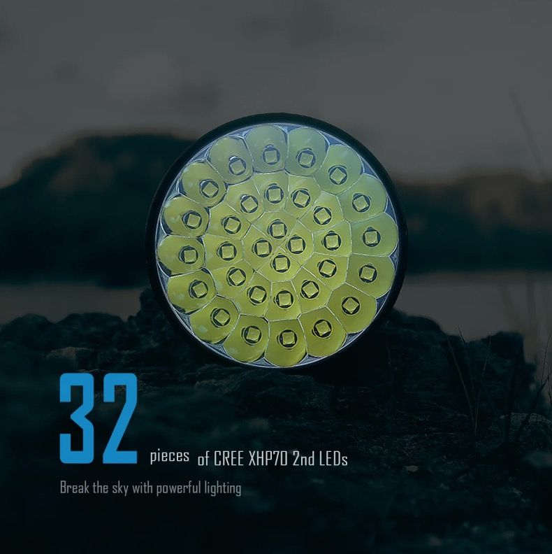 Descubre la IMALENT MS32 Linterna LED 200000 Lúmenes Alta Potencia Iluminación Exterior Visibilidad Nocturna