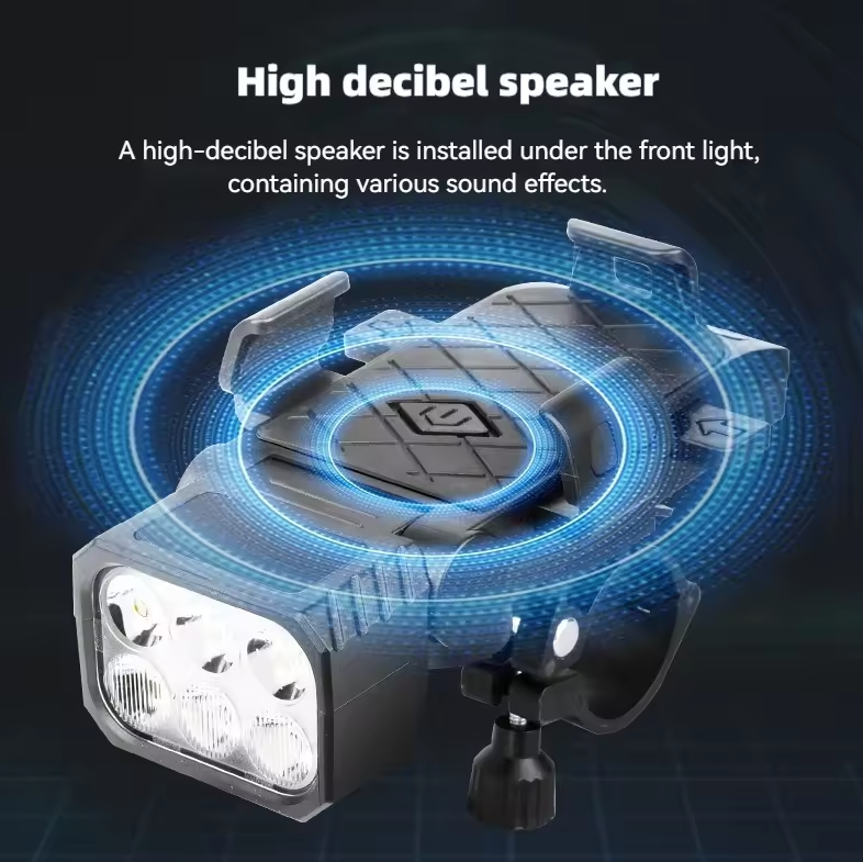 Luz frontal para bicicleta con bocina y soporte para teléfono, faro para bicicleta de ciclismo, soporte multifuncional para teléfono con lámpara, accesorios para ciclismo.