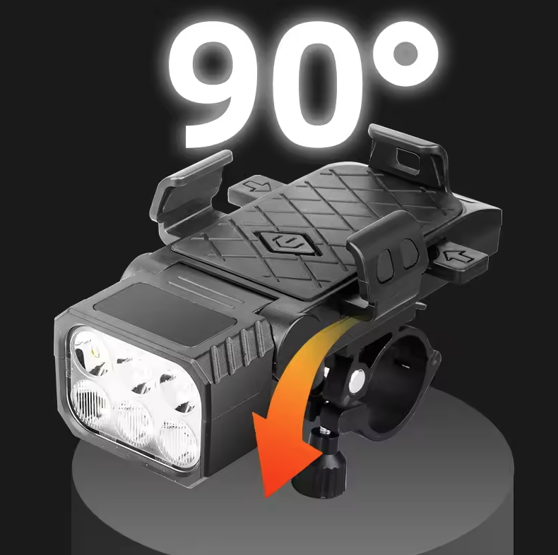 Luz frontal para bicicleta con bocina y soporte para teléfono, faro para bicicleta de ciclismo, soporte multifuncional para teléfono con lámpara, accesorios para ciclismo.