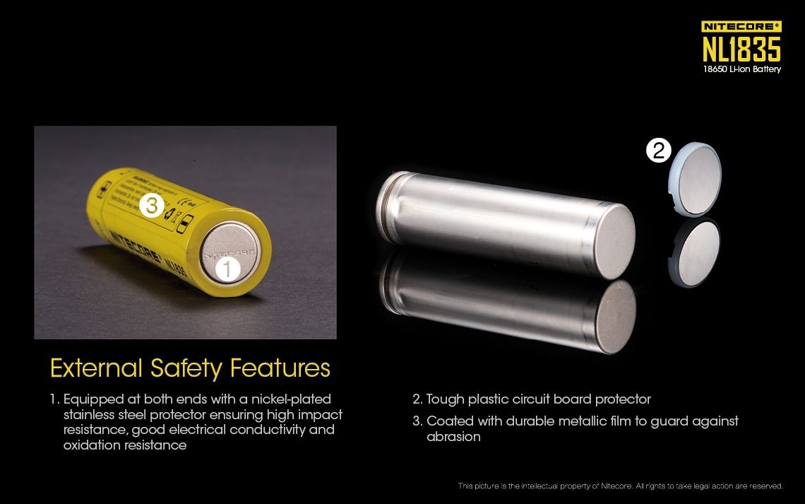 Nitecore 18650 NL1835 3500mAh Batería recargable de iones de litio para energía duradera y rendimiento confiable