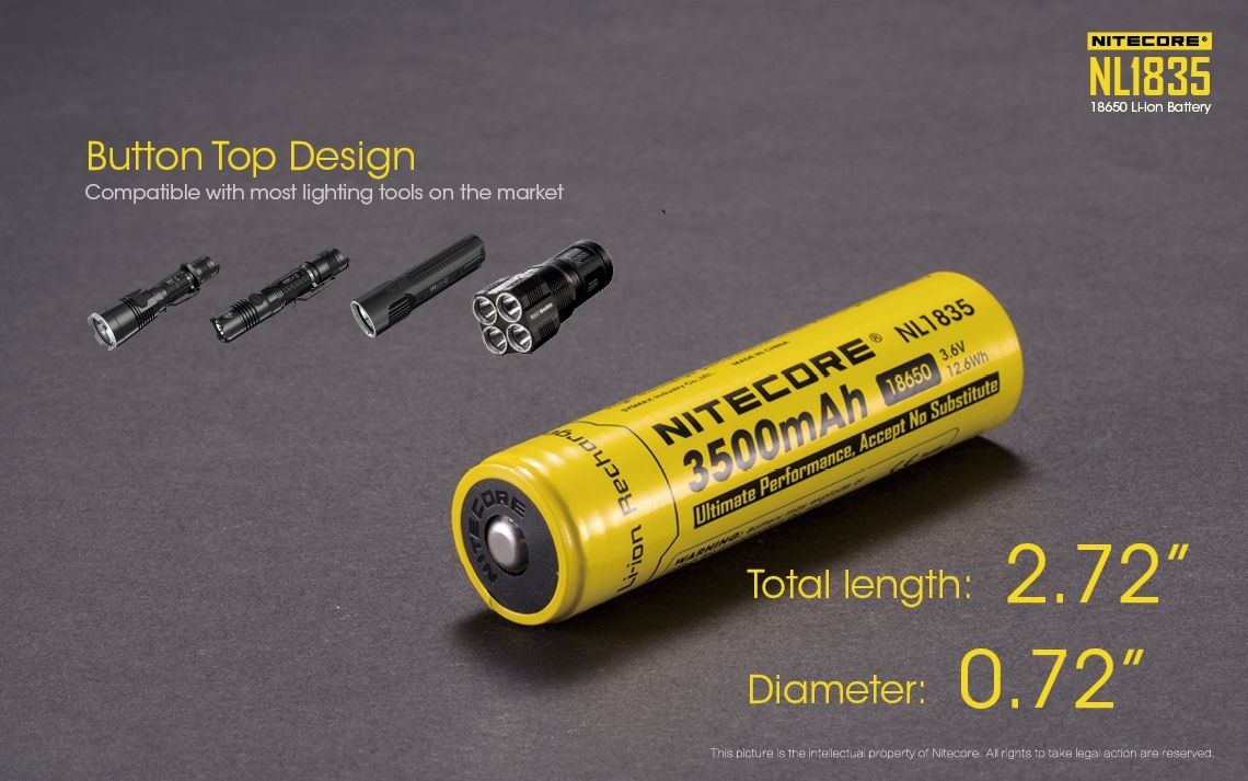 Nitecore 18650 NL1835 3500mAh Batería recargable de iones de litio para energía duradera y rendimiento confiable