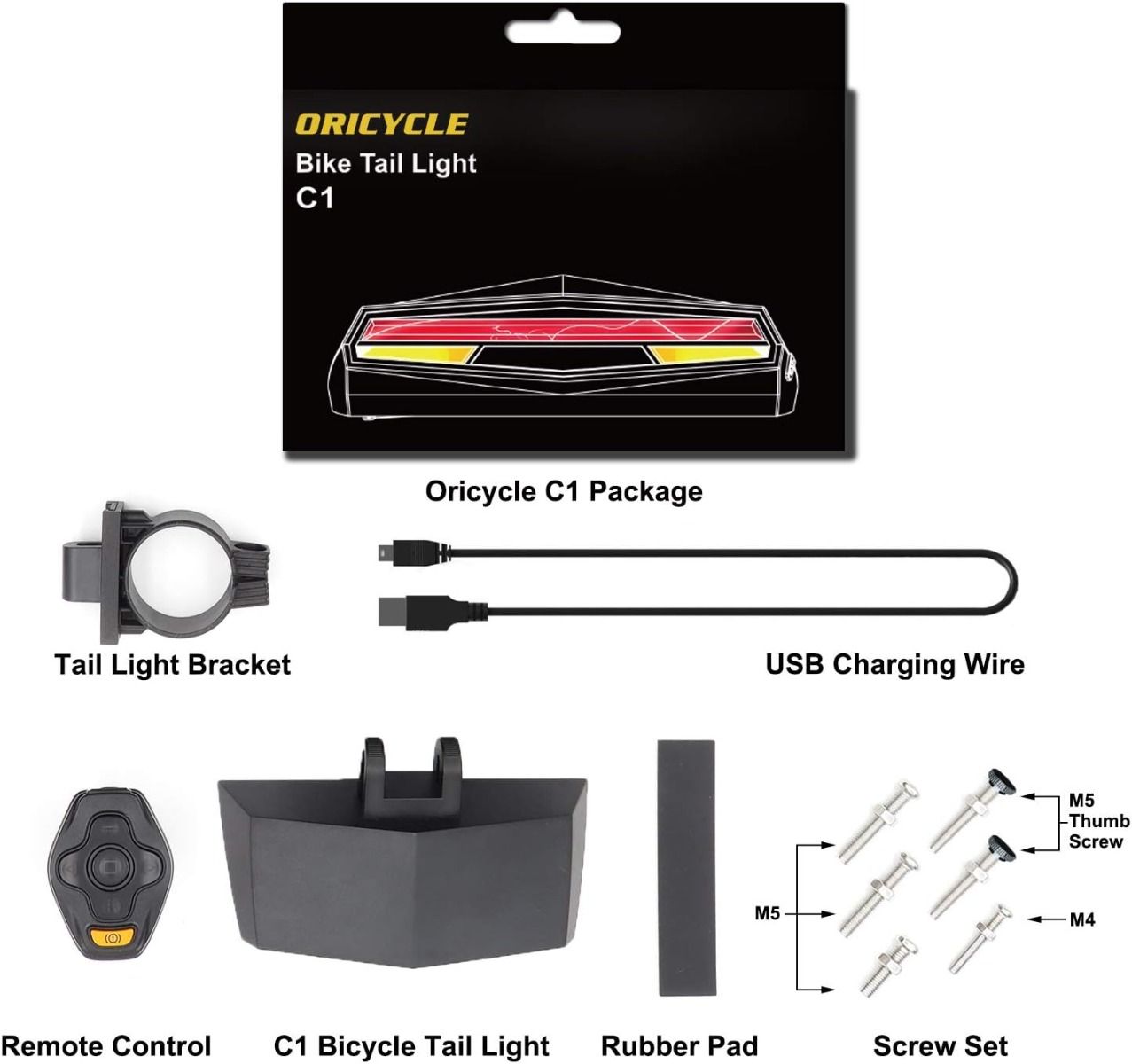 Ampulla C1 Luz Trasera Bicicleta LED con Control Remoto para Seguridad y Carril Láser