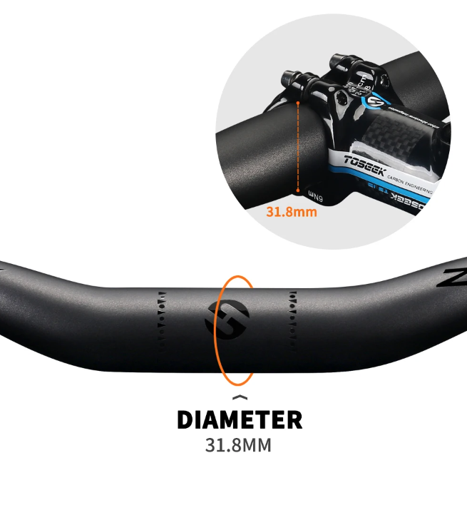Manillar de bicicleta TOSEEK ZF-ONE MTB completo en fibra de carbono 31.8mm negro mate opción 580 a 760mm