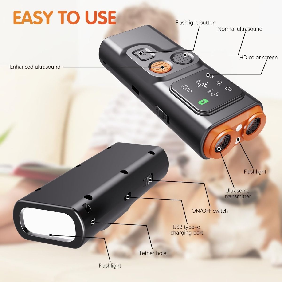 Dispositivo Antiladridos Bark Guard: portatil, ultrasónico, para perros, ¡sin ladridos!