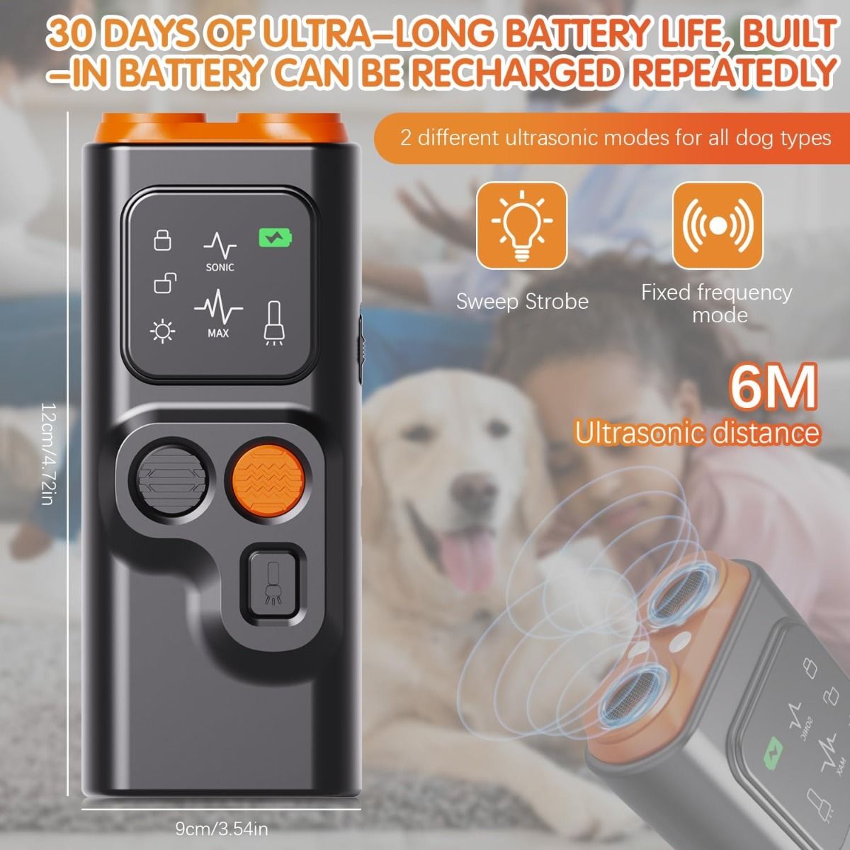Dispositivo Antiladridos Bark Guard: portatil, ultrasónico, para perros, ¡sin ladridos!