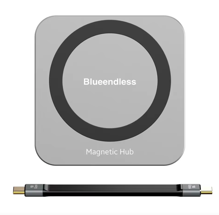 Blueendless M. 2 estaciones de acoplamiento magnéticas, caja de unidad de estado sólido NVMe, convertidor de laptop de carga rápida HDMI de alta definición tipo-c3.2
