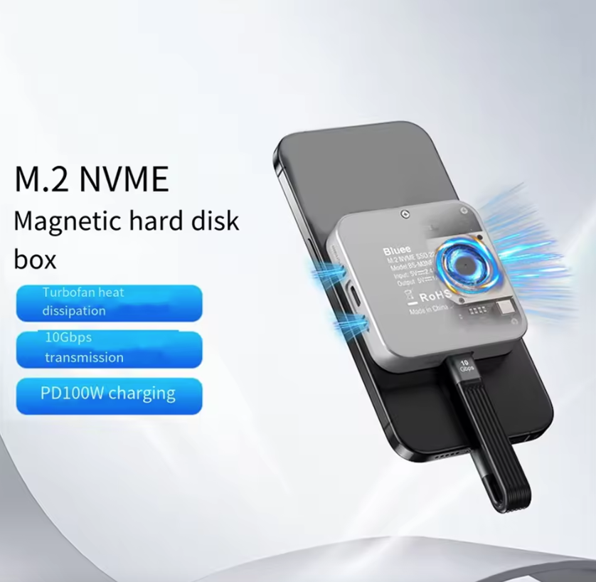 Blueendless M. 2 estaciones de acoplamiento magnéticas, caja de unidad de estado sólido NVMe, convertidor de laptop de carga rápida HDMI de alta definición tipo-c3.2