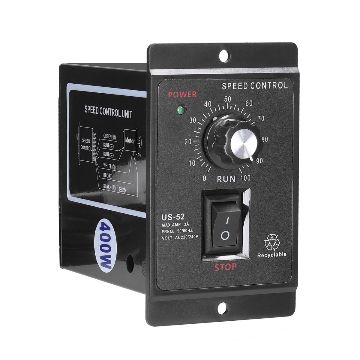 Controlador de Velocidad de CA 400W Control de Motor 220V Diseño Compacto Carcasa de ABS y Ajuste Preciso