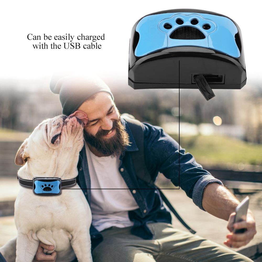 Collar Recargable USB para Perros Dispositivo Anti Ladridos y Vibración Collar Ajustable y Cómodo Impermeable