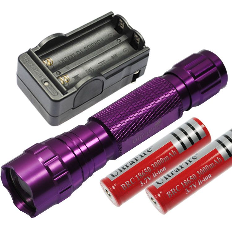 Linterna LED UltraFire 501B multicolor de 1300 lúmenes, 5 modos, recargable, luz táctica para exteriores, equipo de camping.