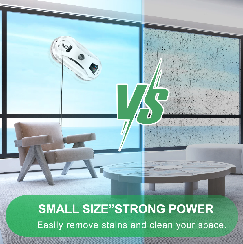 PuRuiKai Robot limpiador de ventanas para hogar, aspirador inteligente de vidrio, limpieza imitativa inteligente de un solo toque para edificios altos