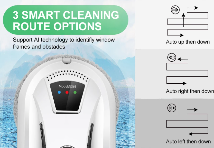 PuRuiKai Robot limpiador de ventanas para hogar, aspirador inteligente de vidrio, limpieza imitativa inteligente de un solo toque para edificios altos