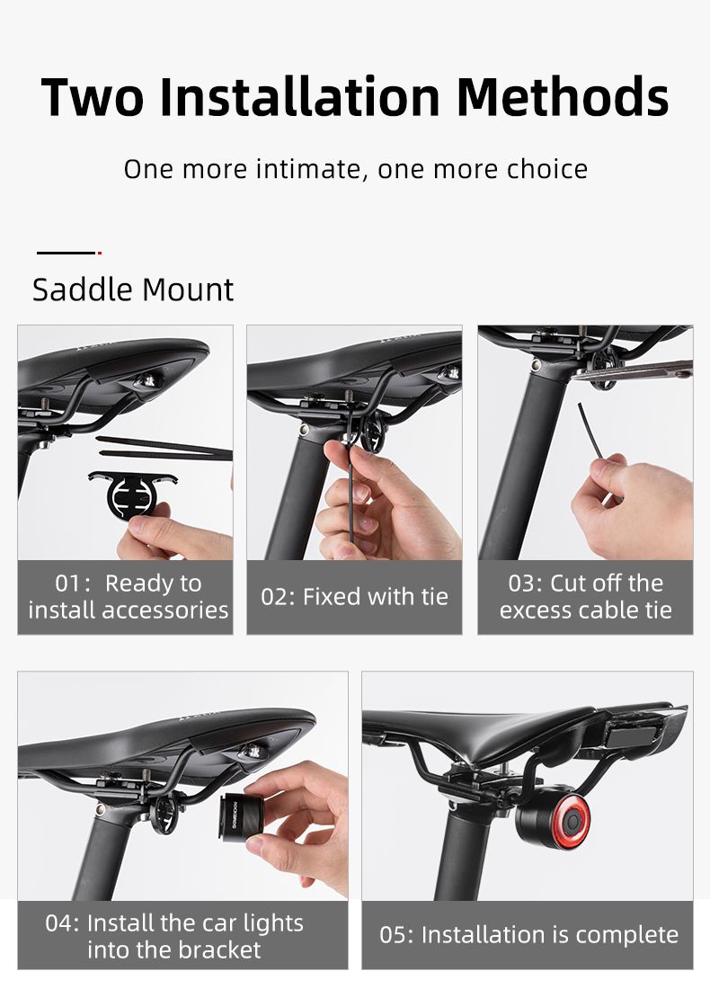 ROCKBROS Q3 Luz Trasera de Bicicleta con Sensor de Freno Inteligente IPX6 Impermeable para Seguridad en MTB y Ciclismo de Ruta