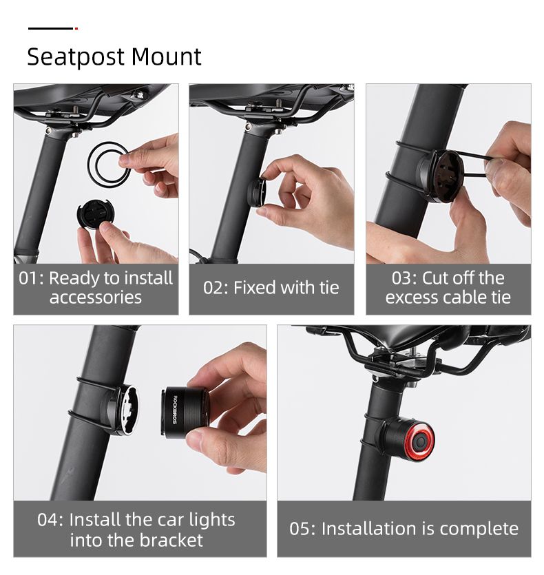 ROCKBROS Q3 Luz Trasera de Bicicleta con Sensor de Freno Inteligente IPX6 Impermeable para Seguridad en MTB y Ciclismo de Ruta