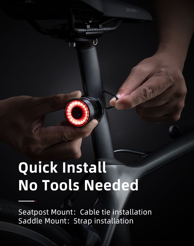 ROCKBROS Q3 Luz Trasera de Bicicleta con Sensor de Freno Inteligente IPX6 Impermeable para Seguridad en MTB y Ciclismo de Ruta