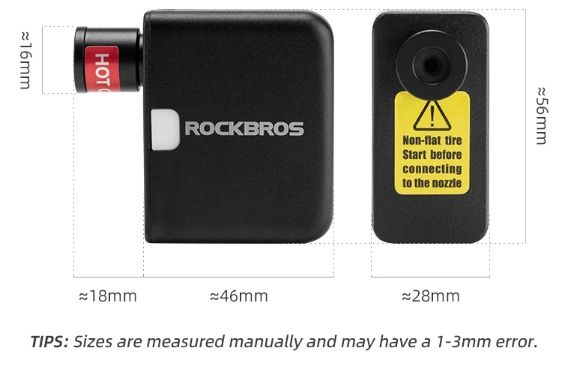 ROCKBROS Bomba de Aire Eléctrica Mini Portátil 100PSI Recargable Duradera Inflador de Neumáticos para Bicicleta, Moto y Coche