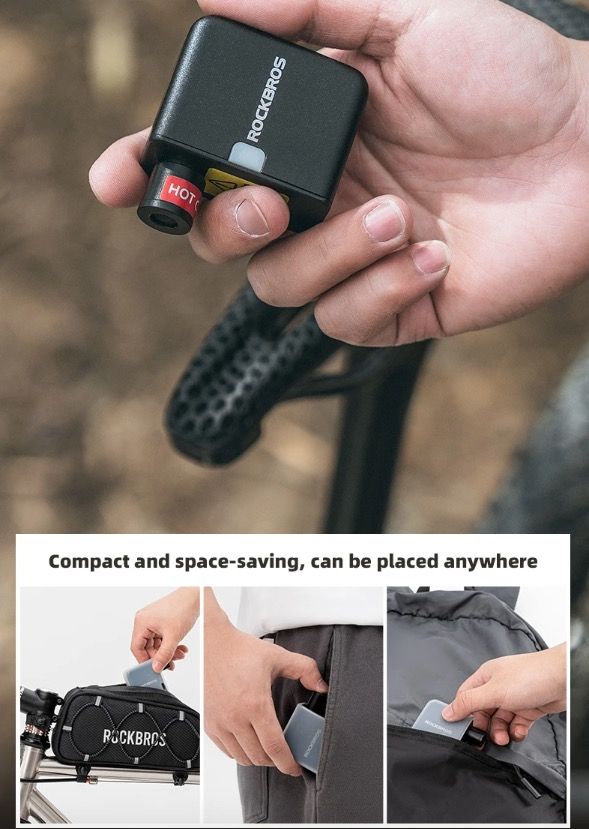 ROCKBROS Bomba de Aire Eléctrica Mini Portátil 100PSI Recargable Duradera Inflador de Neumáticos para Bicicleta, Moto y Coche
