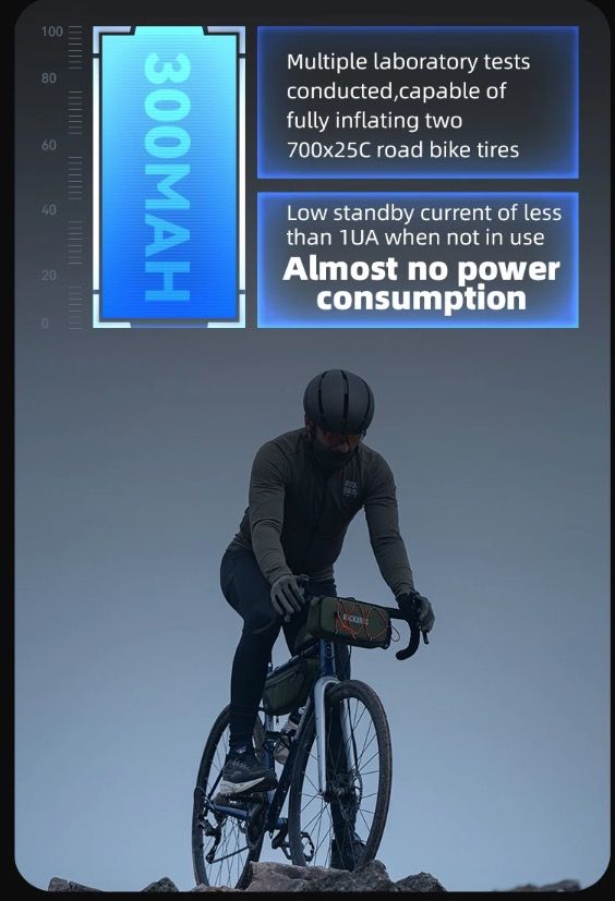 ROCKBROS Bomba de Aire Eléctrica Mini Portátil 100PSI Recargable Duradera Inflador de Neumáticos para Bicicleta, Moto y Coche