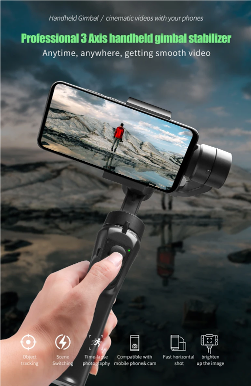 Estabilizador de mano con gimbal de 3 ejes F6, grabación de video suave, estabilizador de cámara de acción para fotografía con smartphone