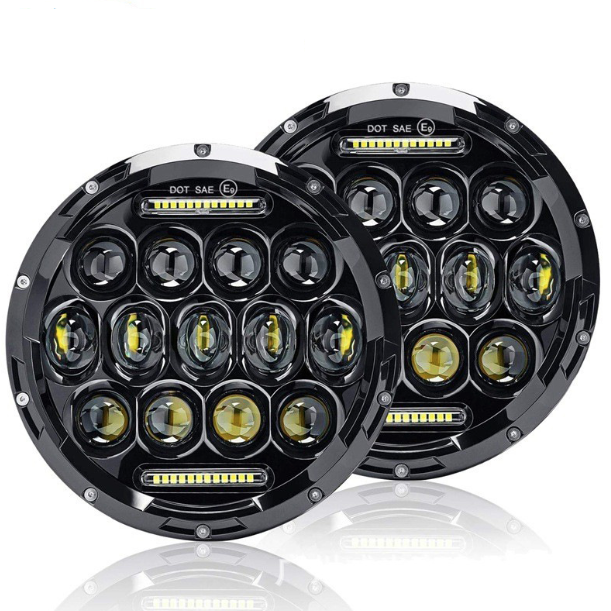 Faro LED de motocicleta de 7 pulgadas, haz DRL, señal de giro, faro redondo de 7" para Harley Jeep Wrangler Hummer