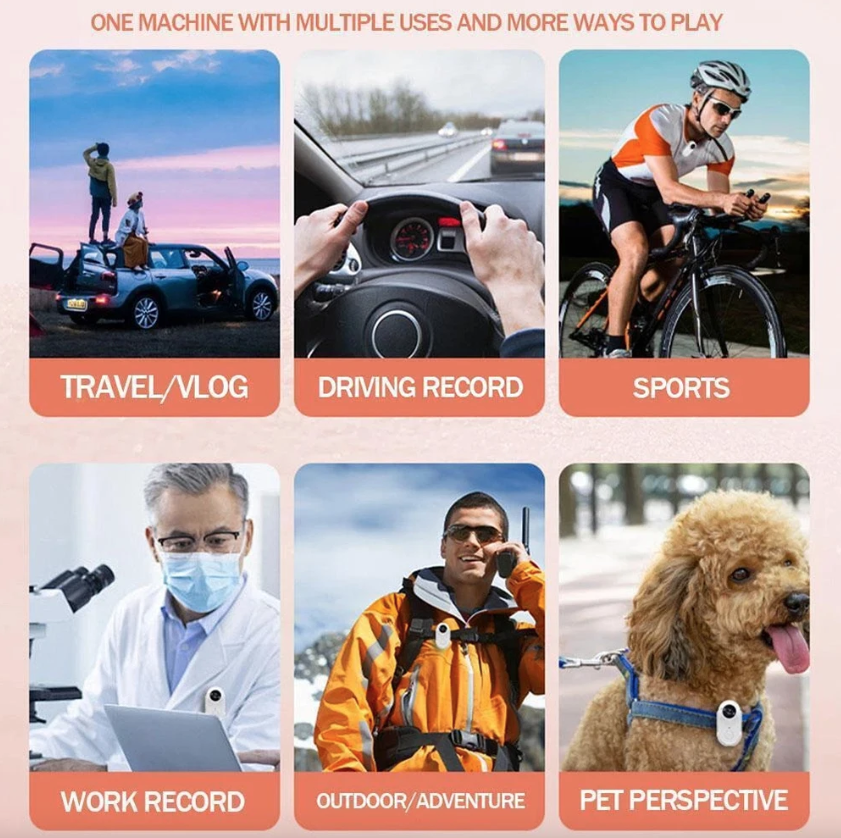 Cámara de pulgar WiFi HD Grabador deportivo Cámara deportiva Videograbadora para moto Cámara para mascotas