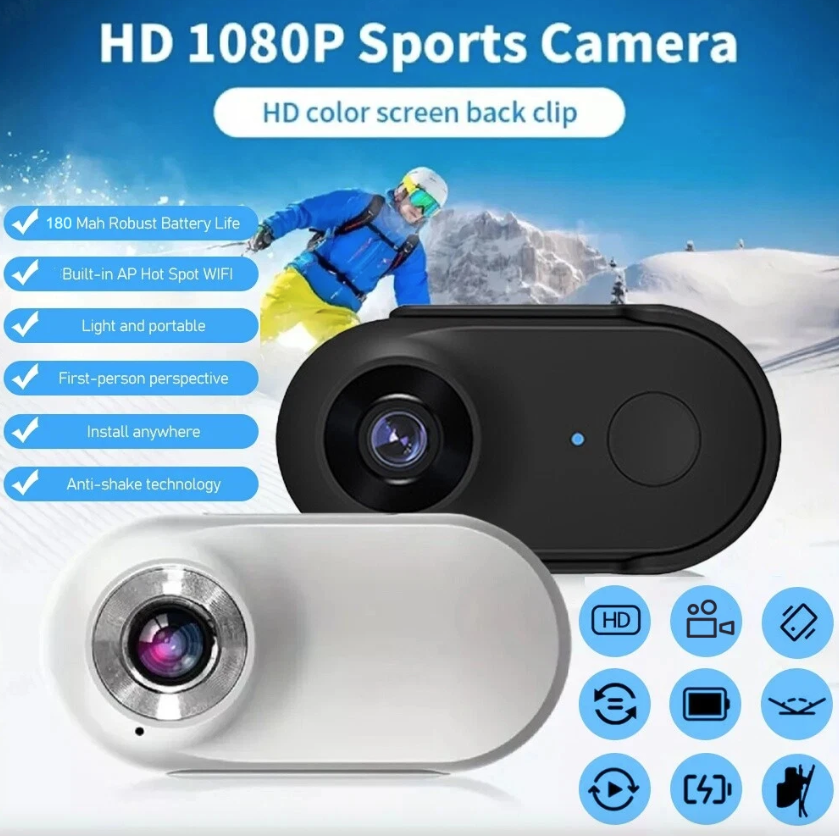 Cámara de pulgar WiFi HD Grabador deportivo Cámara deportiva Videograbadora para moto Cámara para mascotas