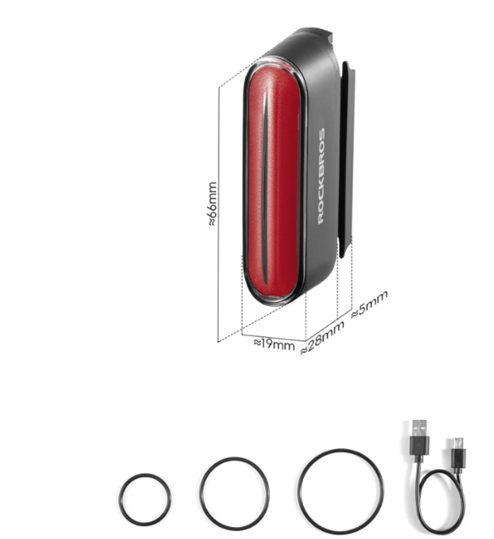 ROCKBROS Luz Trasera Bicicleta Magnética IPX6 Impermeable, Sensor Inteligente 7 Modos, Seguridad Nocturna MTB/Urbana