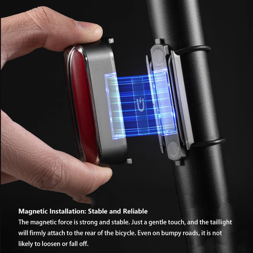 ROCKBROS Luz Trasera Bicicleta Magnética IPX6 Impermeable, Sensor Inteligente 7 Modos, Seguridad Nocturna MTB/Urbana