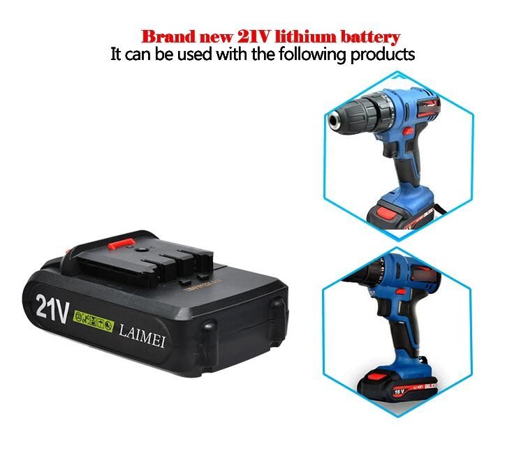 Batería de litio de 21V para taladro eléctrico y destornillador inalámbrico, versátil Li-ion para bricolaje, carga rápida y confiable.