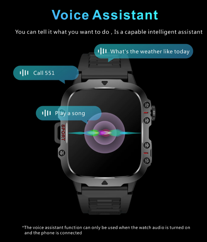 QX11 Reloj Inteligente para Hombre IP68 5ATM Rastreador de Fitness y Monitor de Salud para Deportes al Aire Libre con Llamada Bluetooth de 1.96" Smartwatch