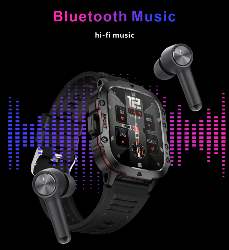QX11 Reloj Inteligente para Hombre IP68 5ATM Rastreador de Fitness y Monitor de Salud para Deportes al Aire Libre con Llamada Bluetooth de 1.96" Smartwatch
