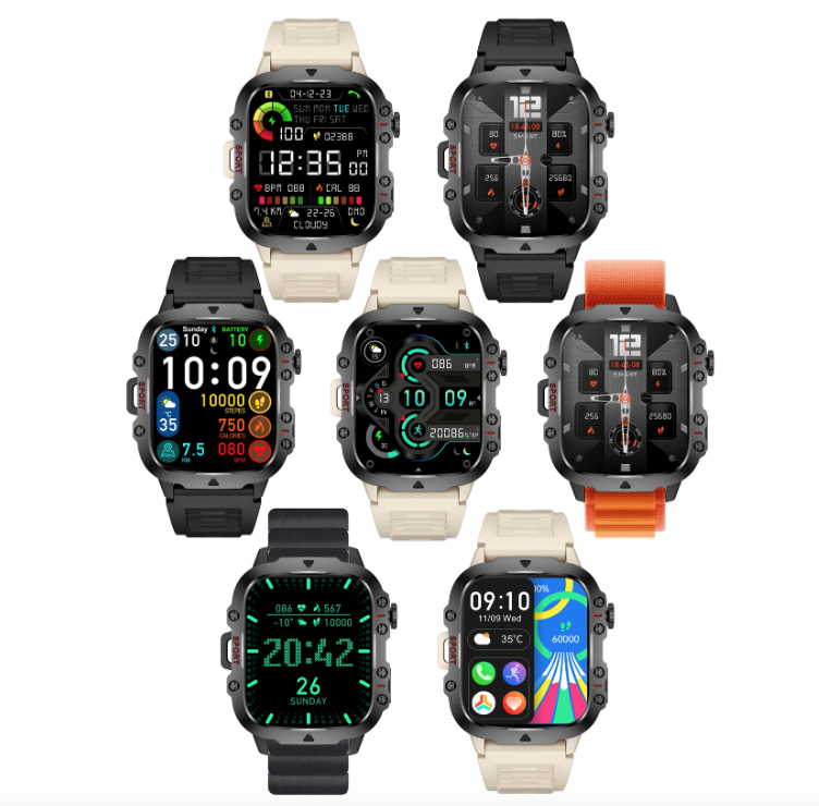 QX11 Reloj Inteligente para Hombre IP68 5ATM Rastreador de Fitness y Monitor de Salud para Deportes al Aire Libre con Llamada Bluetooth de 1.96" Smartwatch