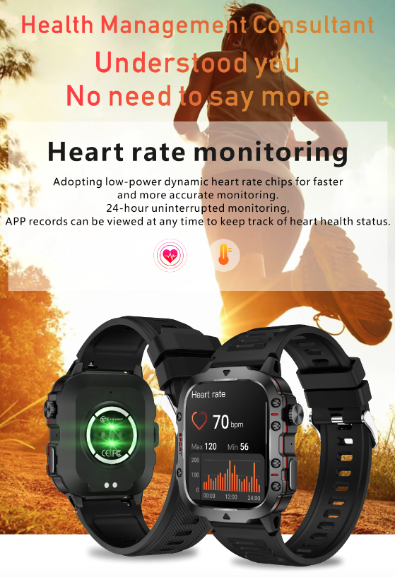QX11 Reloj Inteligente para Hombre IP68 5ATM Rastreador de Fitness y Monitor de Salud para Deportes al Aire Libre con Llamada Bluetooth de 1.96" Smartwatch