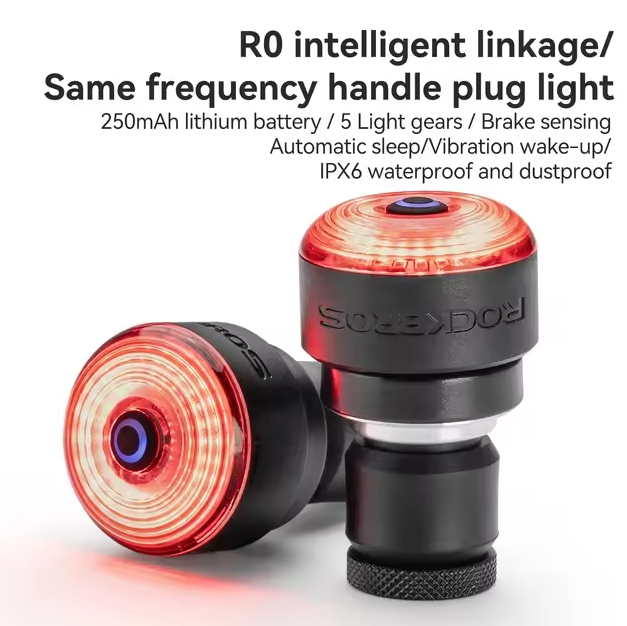 ROCKBROS R0 Luz Tapón Manillar Tipo-C | Luz Trasera MTB Carretera | Seguridad y Visibilidad Ciclismo