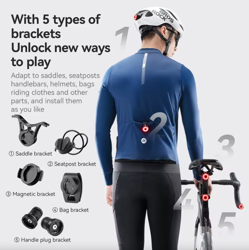 ROCKBROS R0 Luz Tapón Manillar Tipo-C | Luz Trasera MTB Carretera | Seguridad y Visibilidad Ciclismo