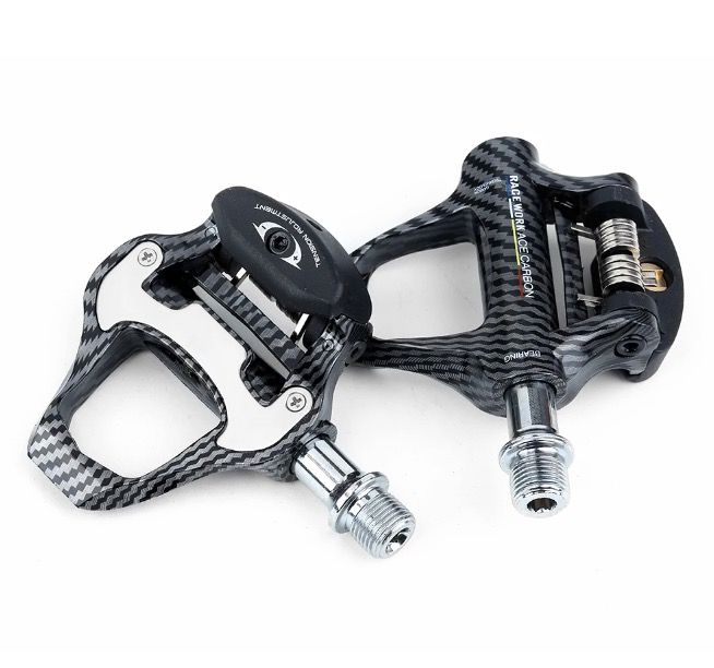 Pedal de bicicleta de carretera RACEWORK, ultra ligero, fibra de carbono, autoblocante, compatible con SPD Keo, ideal para entusiastas del ciclismo.