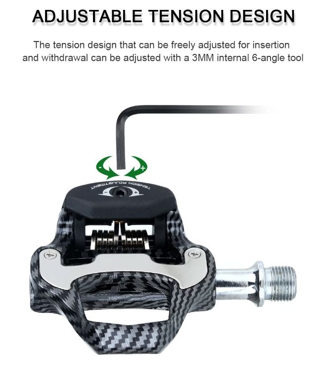 Pedal de bicicleta de carretera RACEWORK, ultra ligero, fibra de carbono, autoblocante, compatible con SPD Keo, ideal para entusiastas del ciclismo.