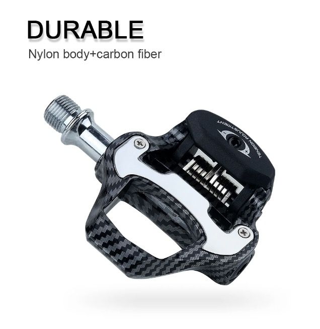 Pedal de bicicleta de carretera RACEWORK, ultra ligero, fibra de carbono, autoblocante, compatible con SPD Keo, ideal para entusiastas del ciclismo.