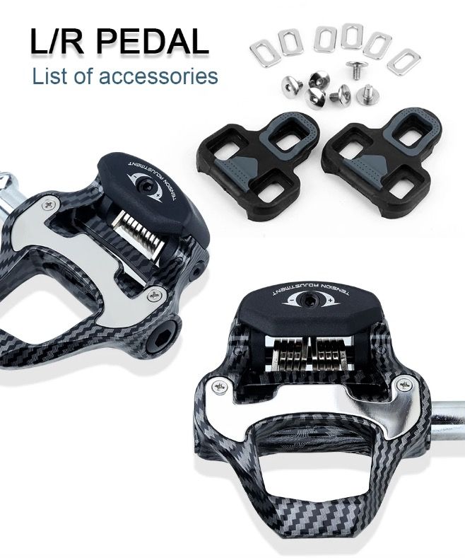 Pedal de bicicleta de carretera RACEWORK, ultra ligero, fibra de carbono, autoblocante, compatible con SPD Keo, ideal para entusiastas del ciclismo.