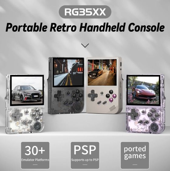 ANBERNIC RG35XX Consola Portátil Retro Juegos Clásicos Pantalla IPS Vibrante 3.5" Soporte PSP Diseño Elegante