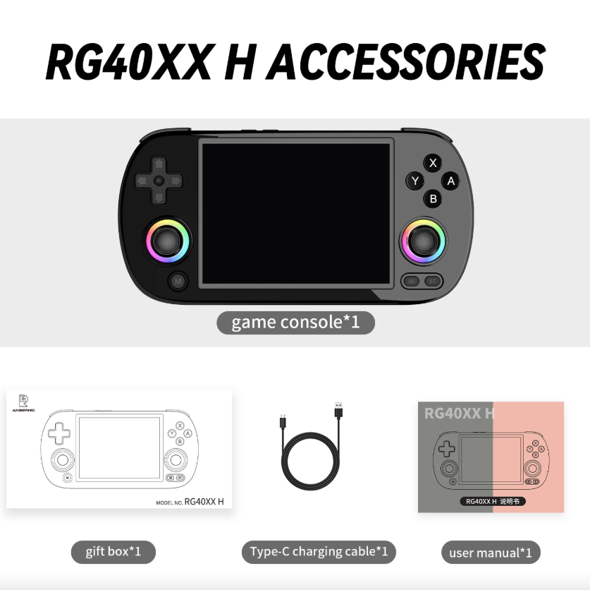 ANBERNIC RG40XX H Consola Retro Portátil, Linux 64 bits, IPS 4.0", Juegos Clásicos, Videojuegos