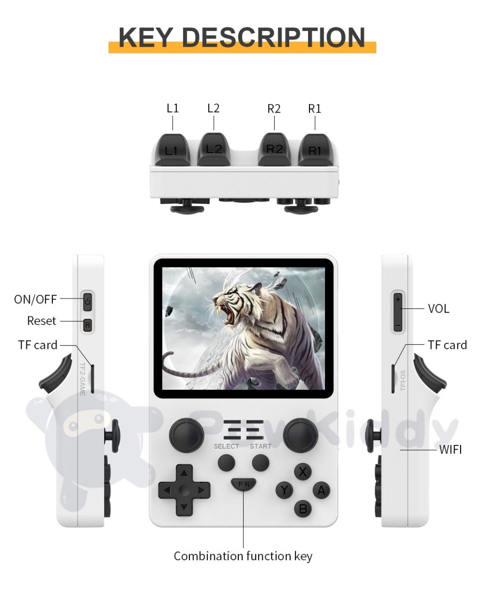 POWKIDDY RGB20S Consola Portátil 3.5 Pulgadas Pantalla HD Dispositivo de Juegos Retro para Niños Entusiastas del Retro Regalos