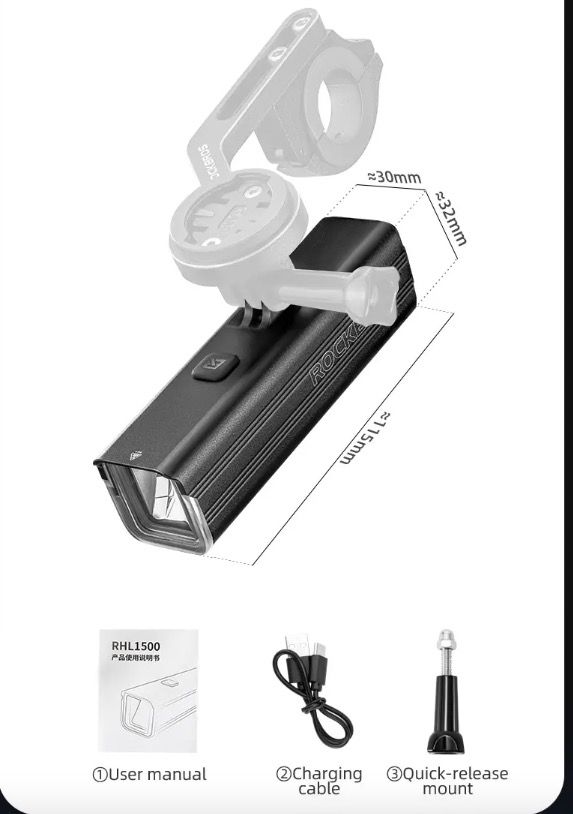 Luz delantera ROCKBROS RHL-1000LUMEN impermeable tipo C ciclismo nocturno LED 1000 lúmenes alta visibilidad