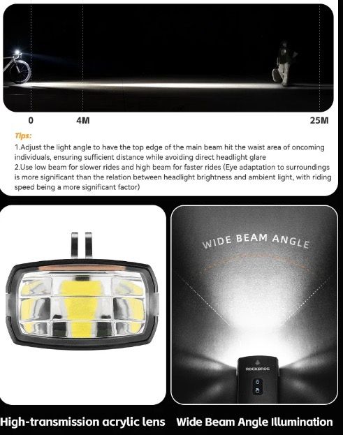 ROCKBROS RHL3000 luz de bicicleta LED 3000 lúmenes 10000mAH impermeable para MTB y ciclismo de carretera