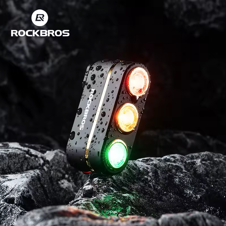 ROCKBROS Luz Trasera Inteligente Ciclista: Freno, Tipo-C, IP64. Seguridad Día/Noche en Carretera/Montaña