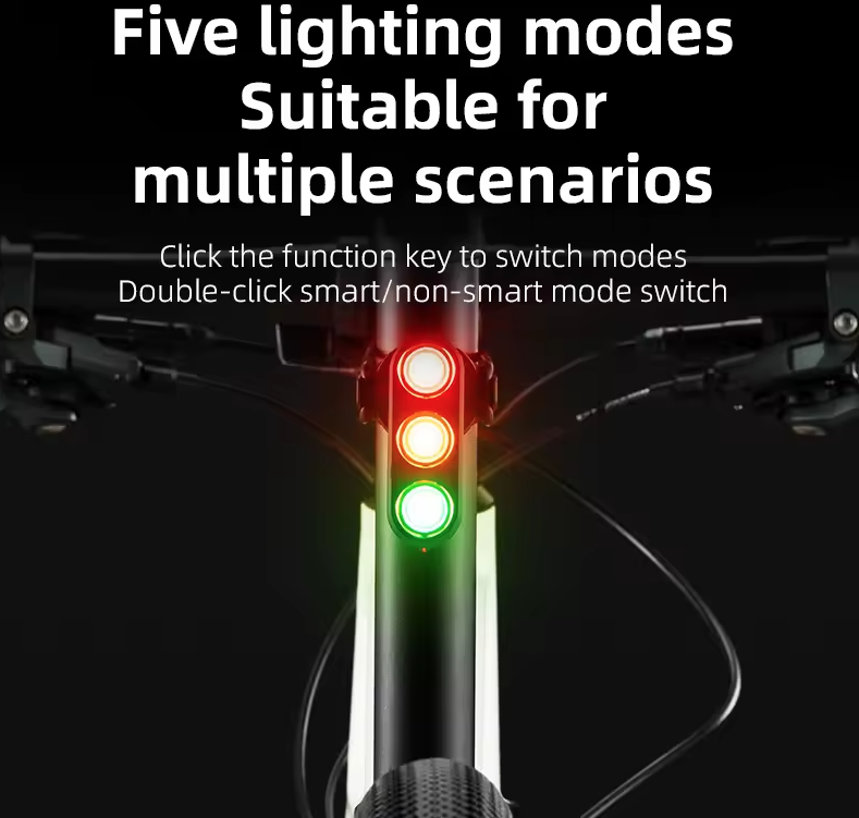 ROCKBROS Luz Trasera Inteligente Ciclista: Freno, Tipo-C, IP64. Seguridad Día/Noche en Carretera/Montaña