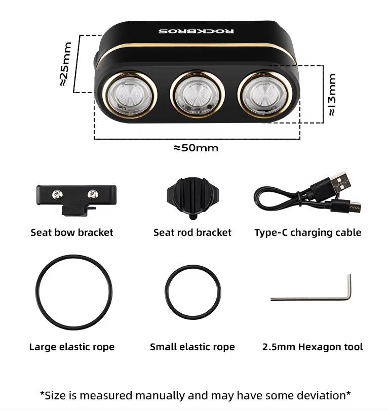 ROCKBROS Luz Trasera Inteligente Ciclista: Freno, Tipo-C, IP64. Seguridad Día/Noche en Carretera/Montaña