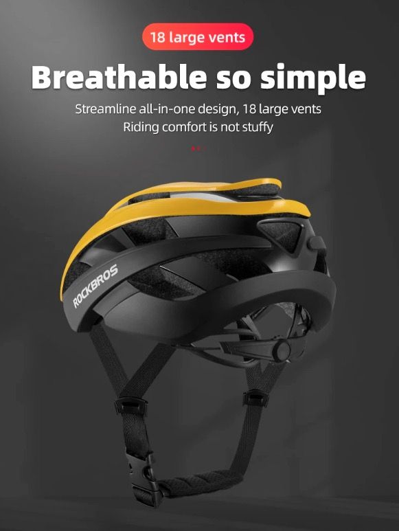 ROCKBROS Casco de bicicleta ultraligero Casco de ciclismo con tecnología anti-sudor Resistente a impactos para deportes al aire libre