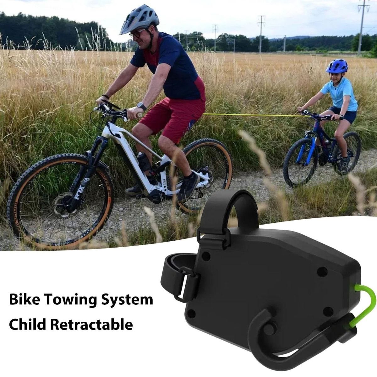 Cuerda de remolque para bicicleta flexible retráctil, tractor de bicicleta para niños, ciclismo de montaña, aventuras familiares, fácil instalación