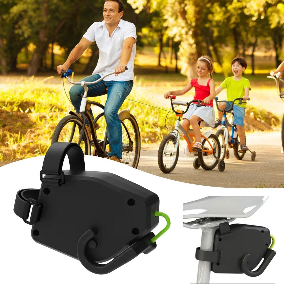 Cuerda de remolque para bicicleta flexible retráctil, tractor de bicicleta para niños, ciclismo de montaña, aventuras familiares, fácil instalación